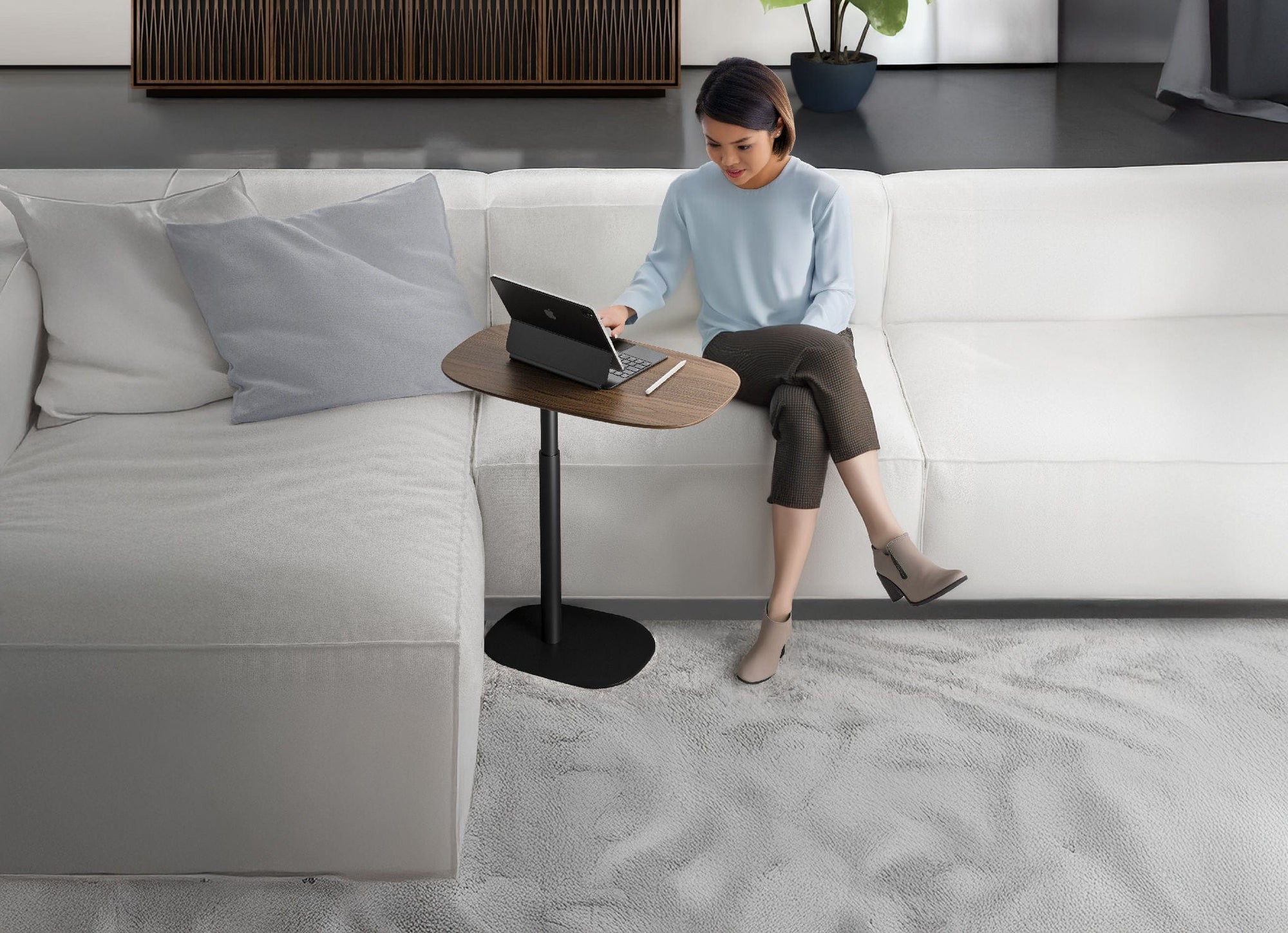 BDI Serif Wood Adjustable Side Table