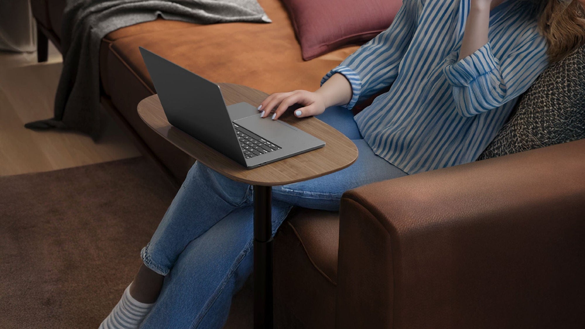 BDI Serif Wood Adjustable Side Table