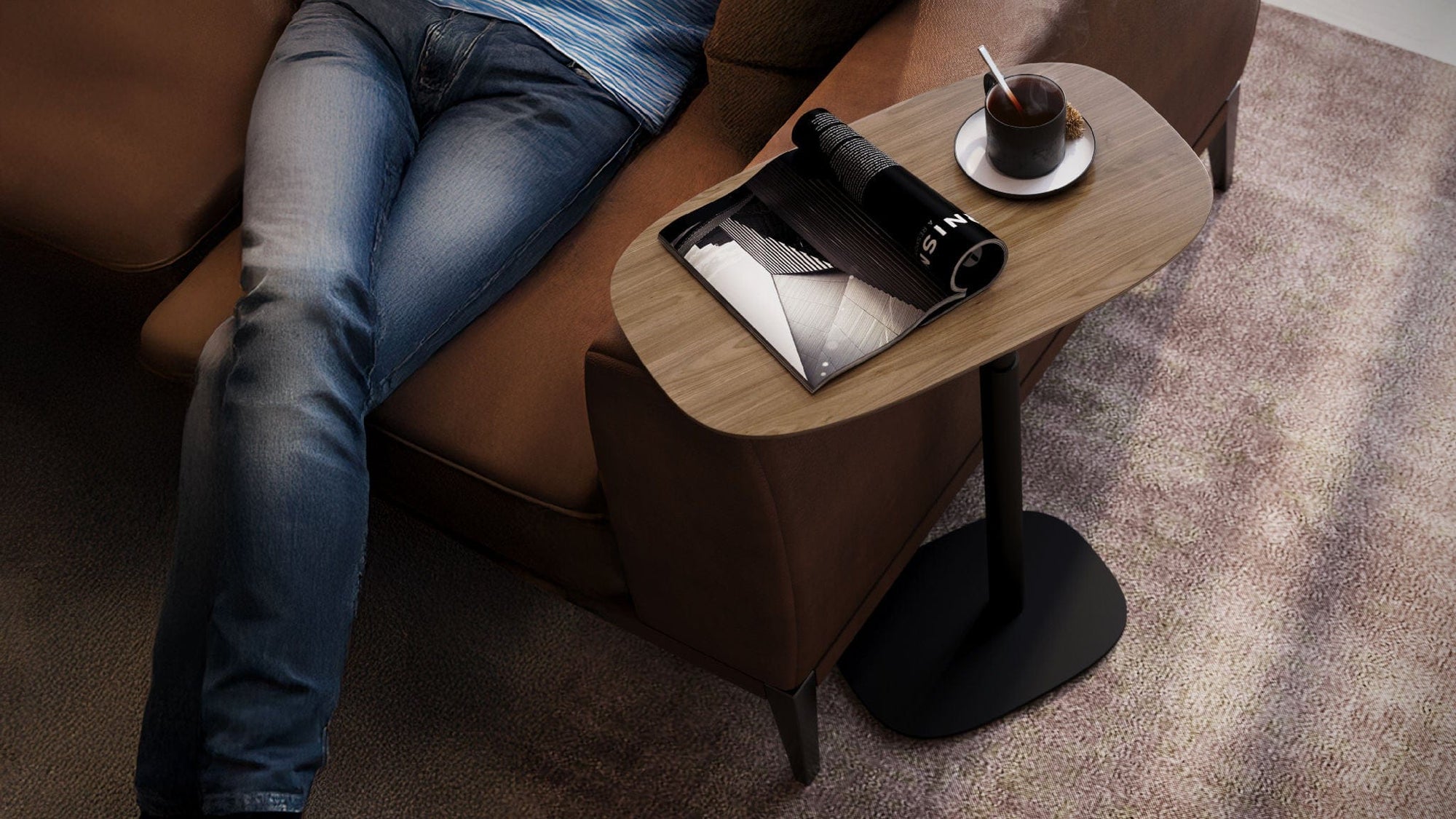 BDI Serif Wood Adjustable Side Table