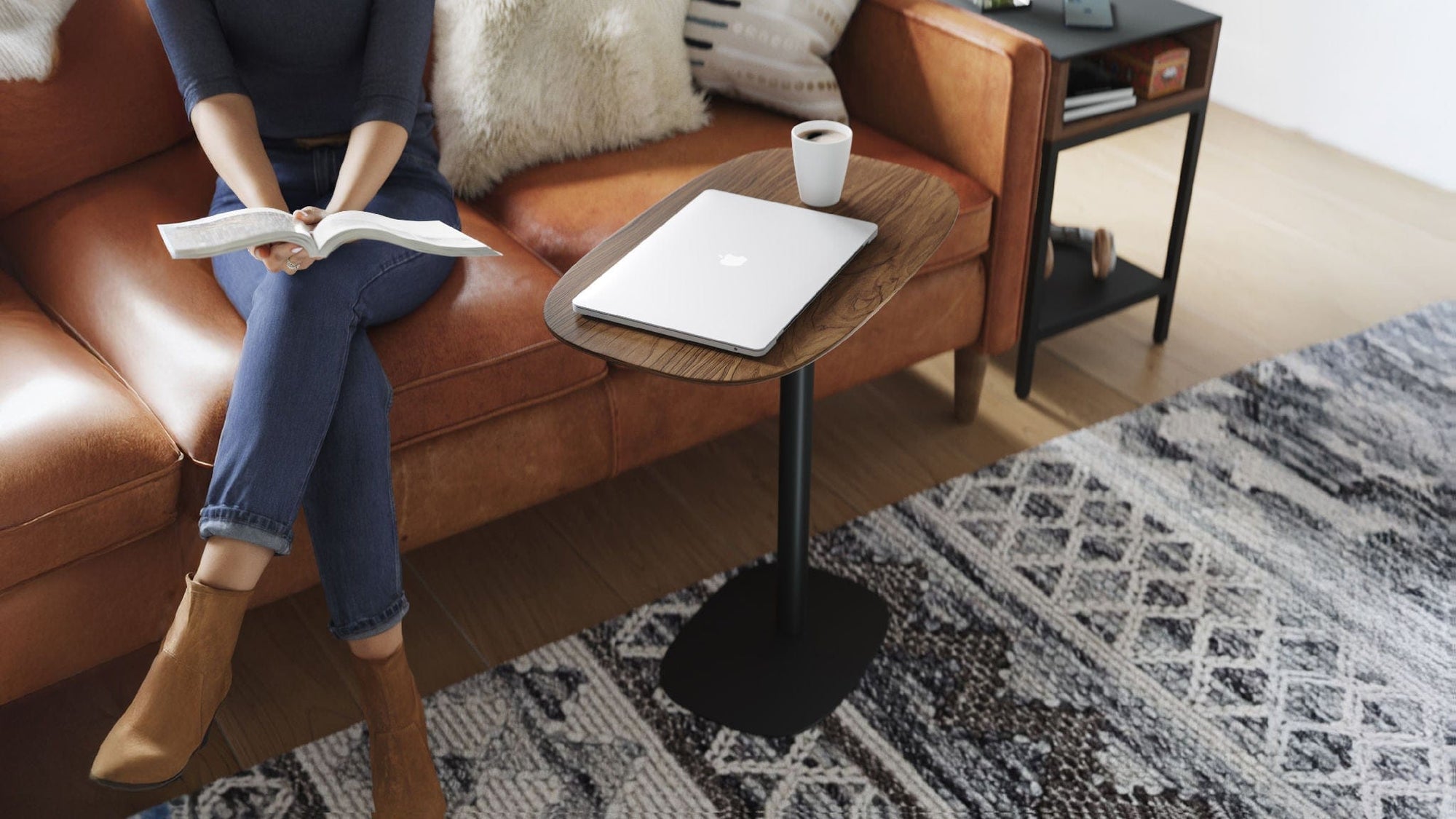 BDI Serif Wood Adjustable Side Table