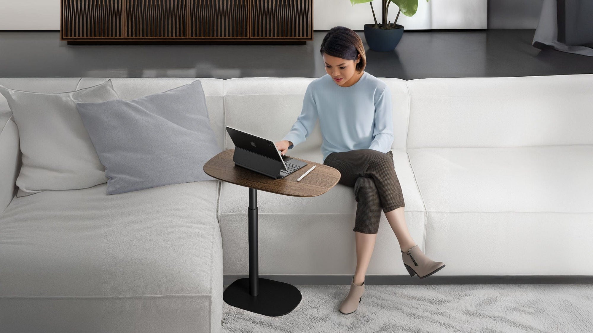 BDI Serif Wood Adjustable Side Table