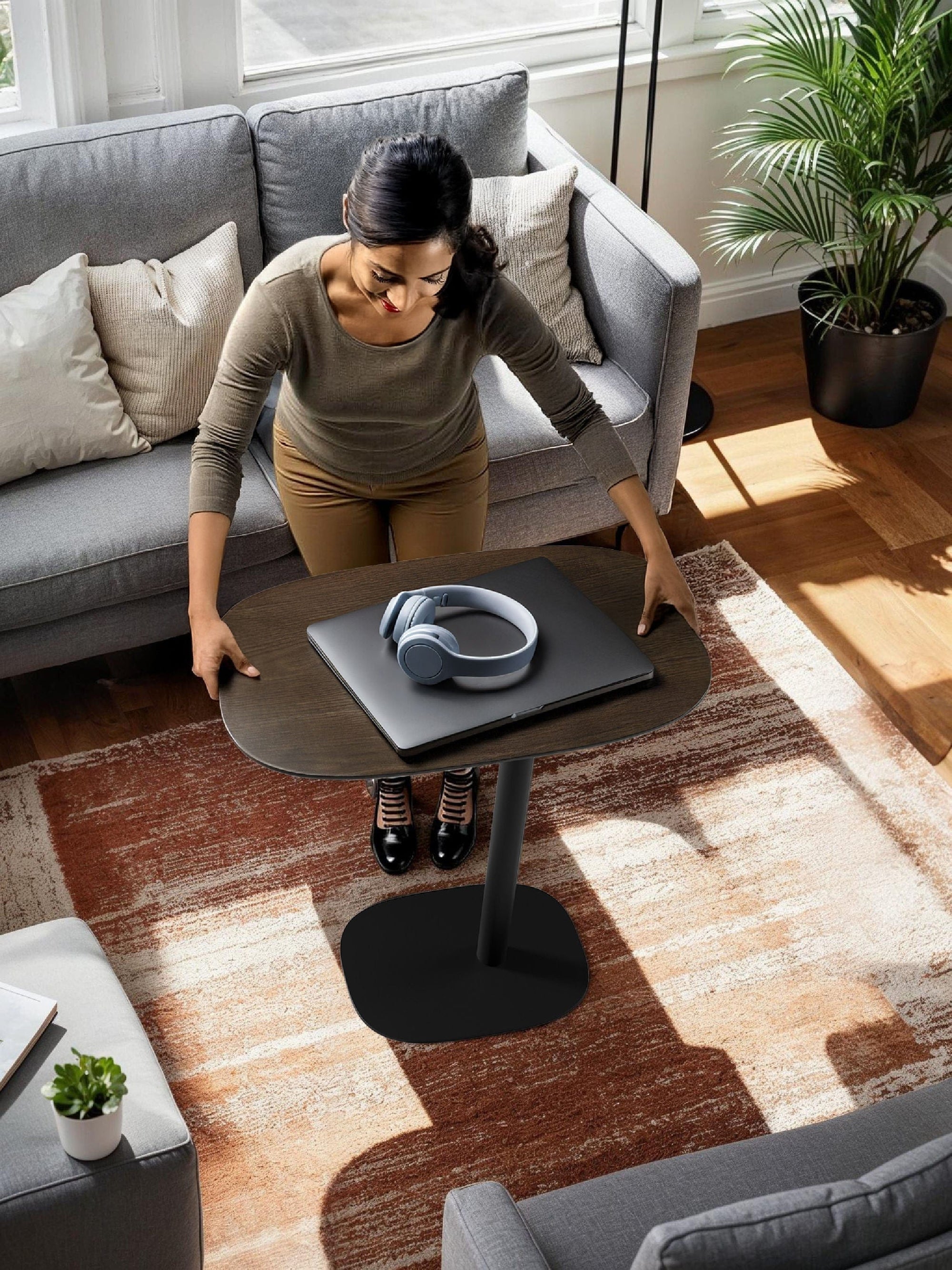 BDI Serif Wood Adjustable Side Table