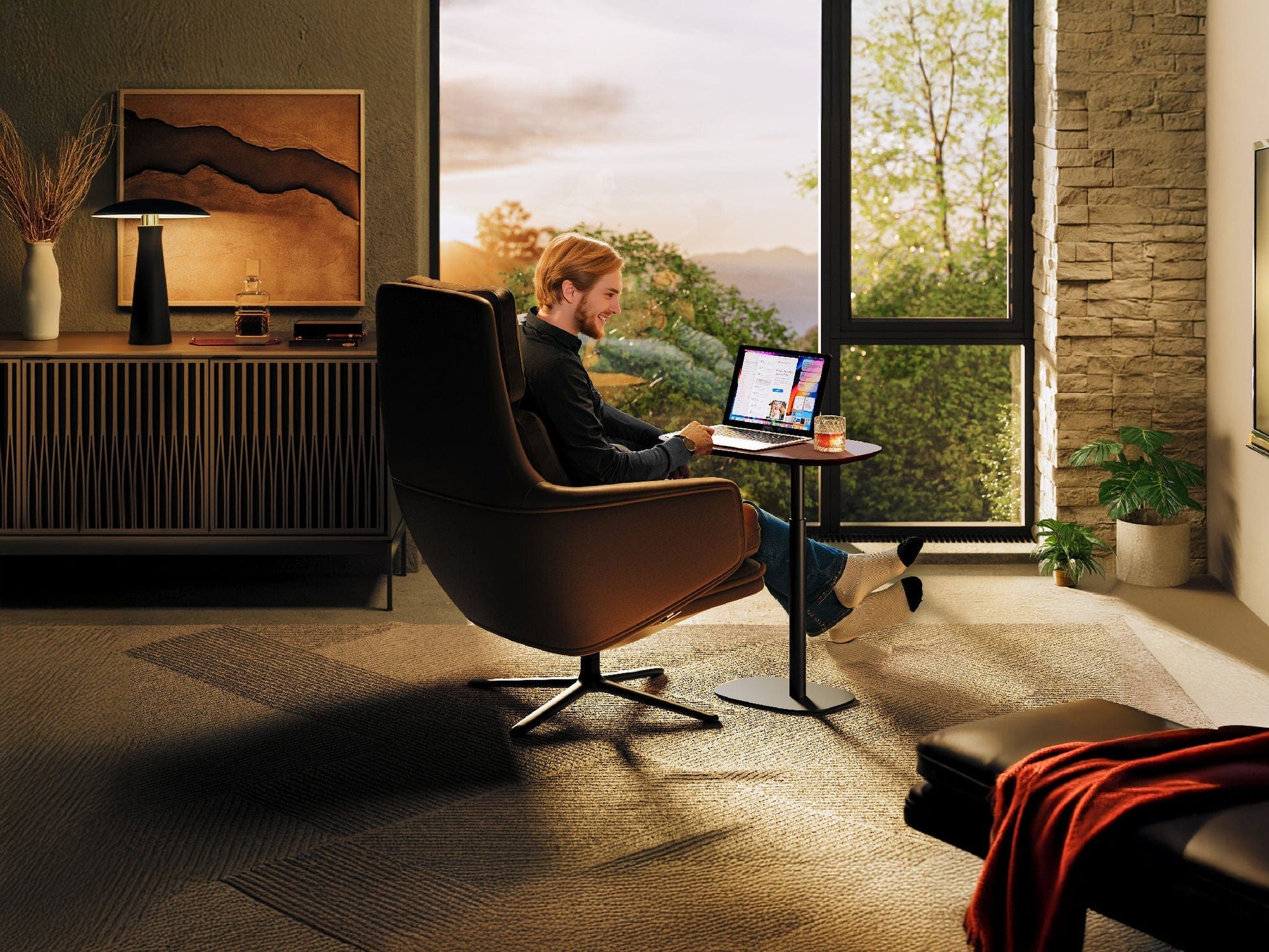 BDI Serif Wood Adjustable Side Table