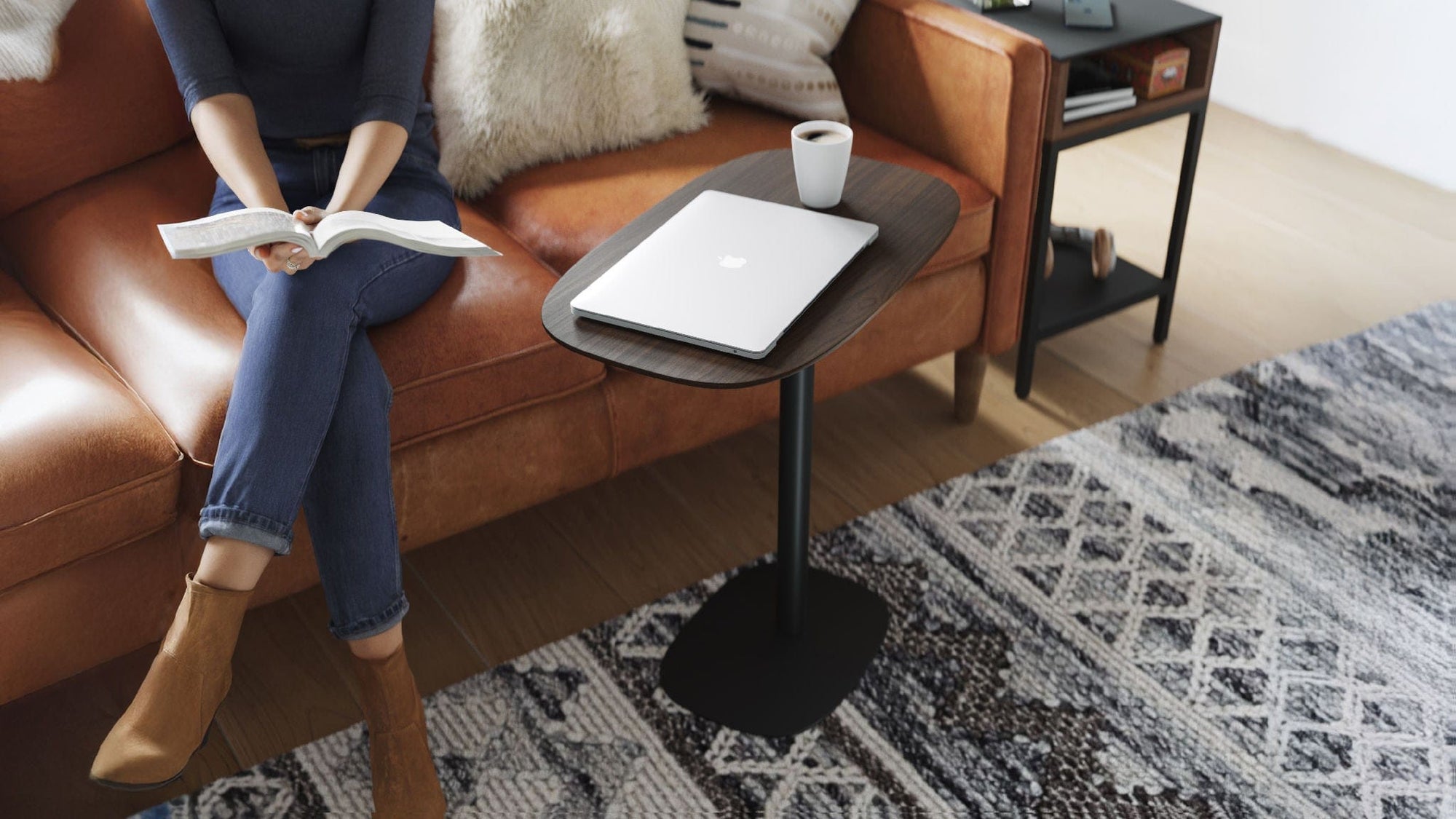 BDI Serif Wood Adjustable Side Table