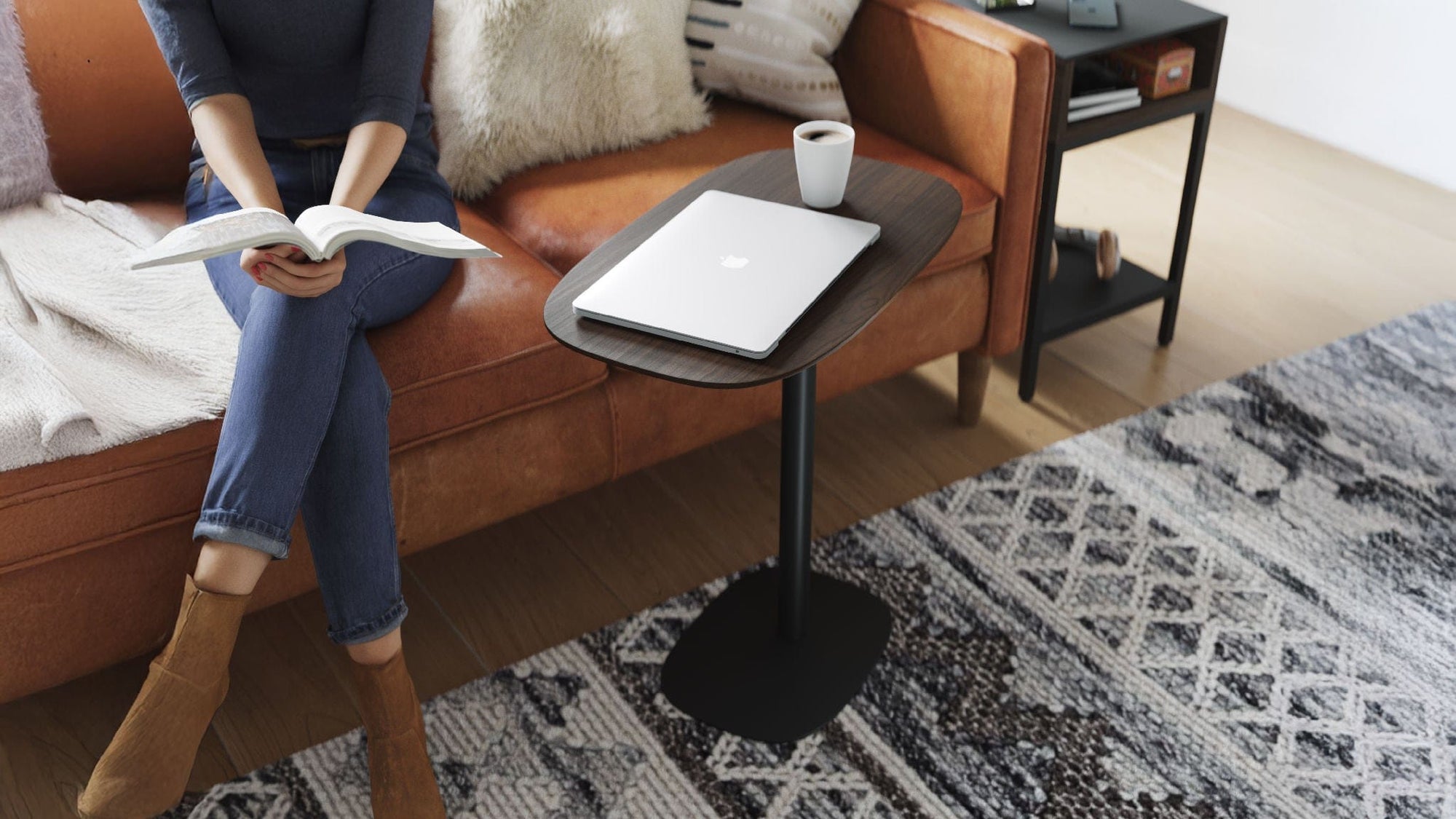 BDI Serif Wood Adjustable Side Table