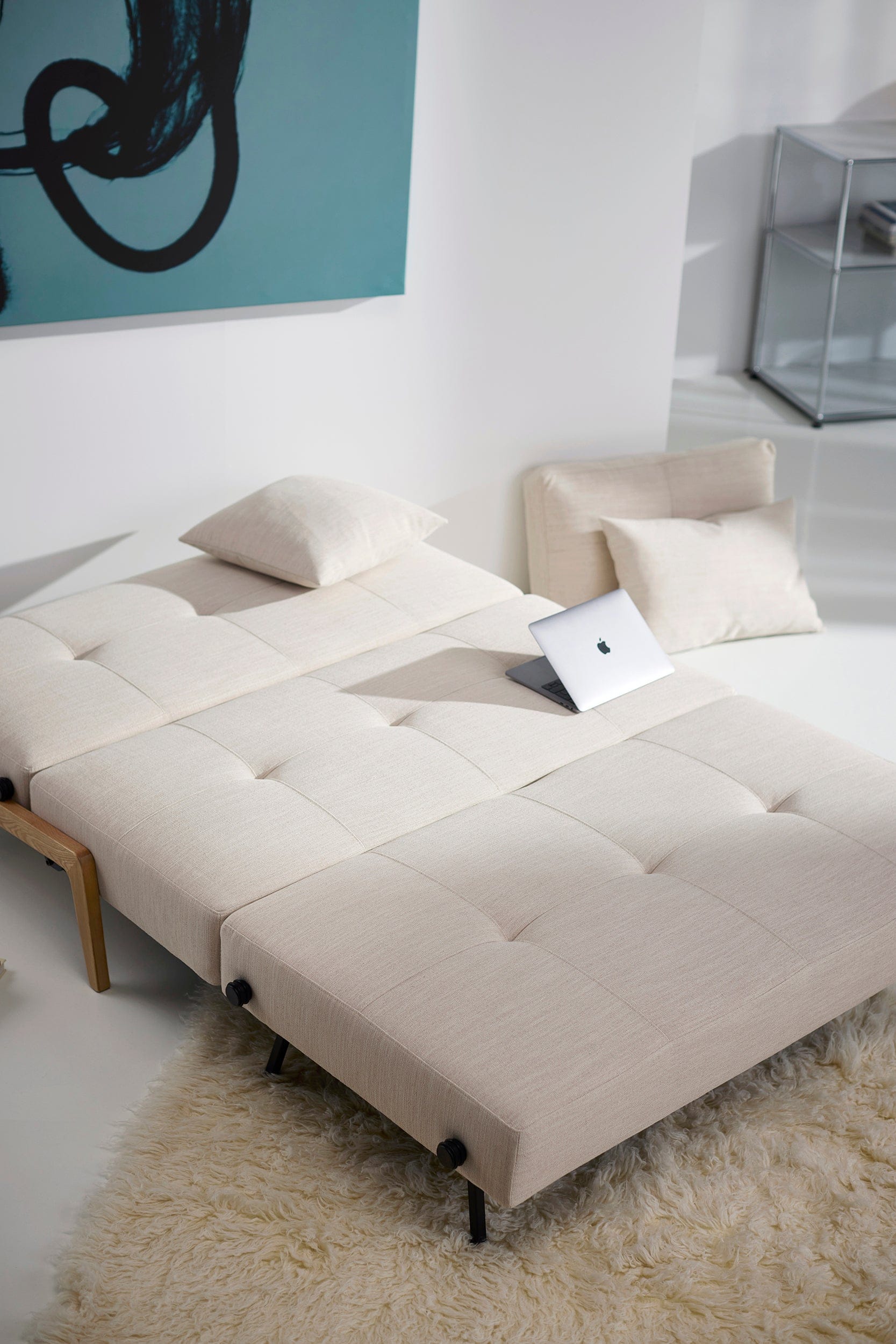 Innovation Living Cubed Full Size Sofa Bed With Wood Legs