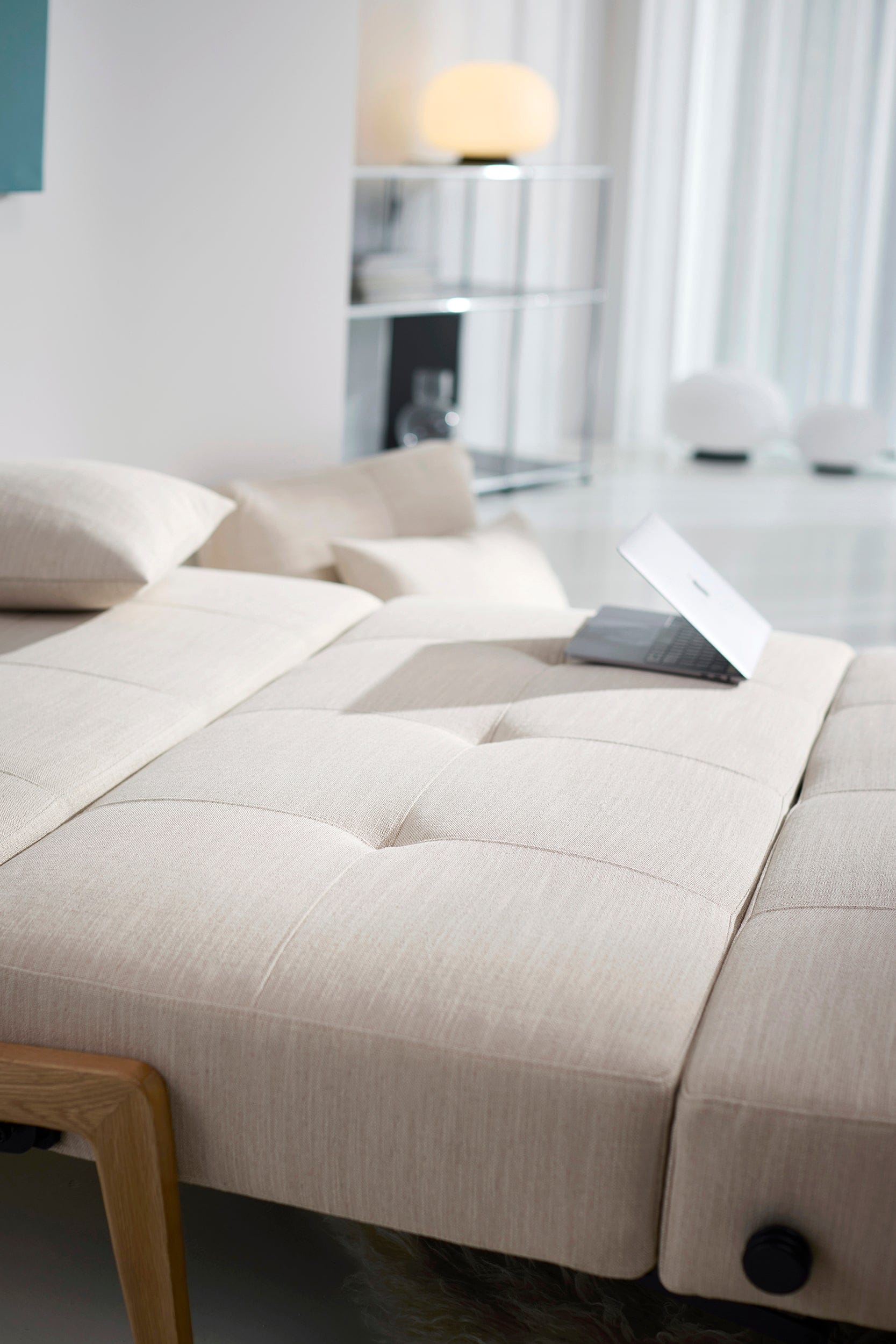 Innovation Living Cubed Full Size Sofa Bed With Wood Legs