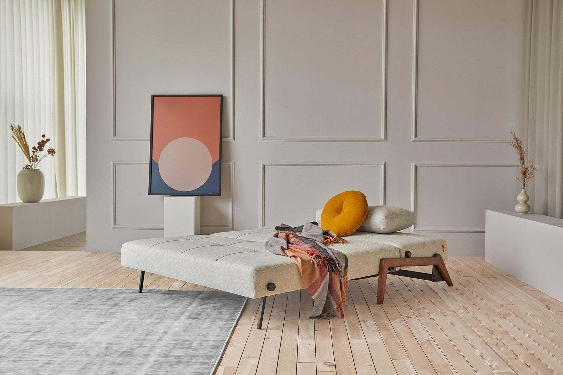 Cubed Full Size Sofa Bed With Dark Wood Legs by Innovation Living